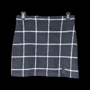 Windowpane Knit Mini Skirt in Black